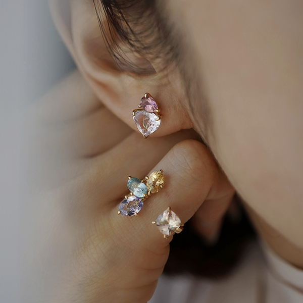 Eccentric 2 stones Single Earring