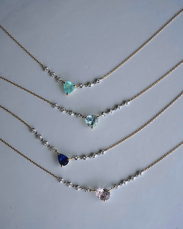 Aquamarine Triangle Necklace